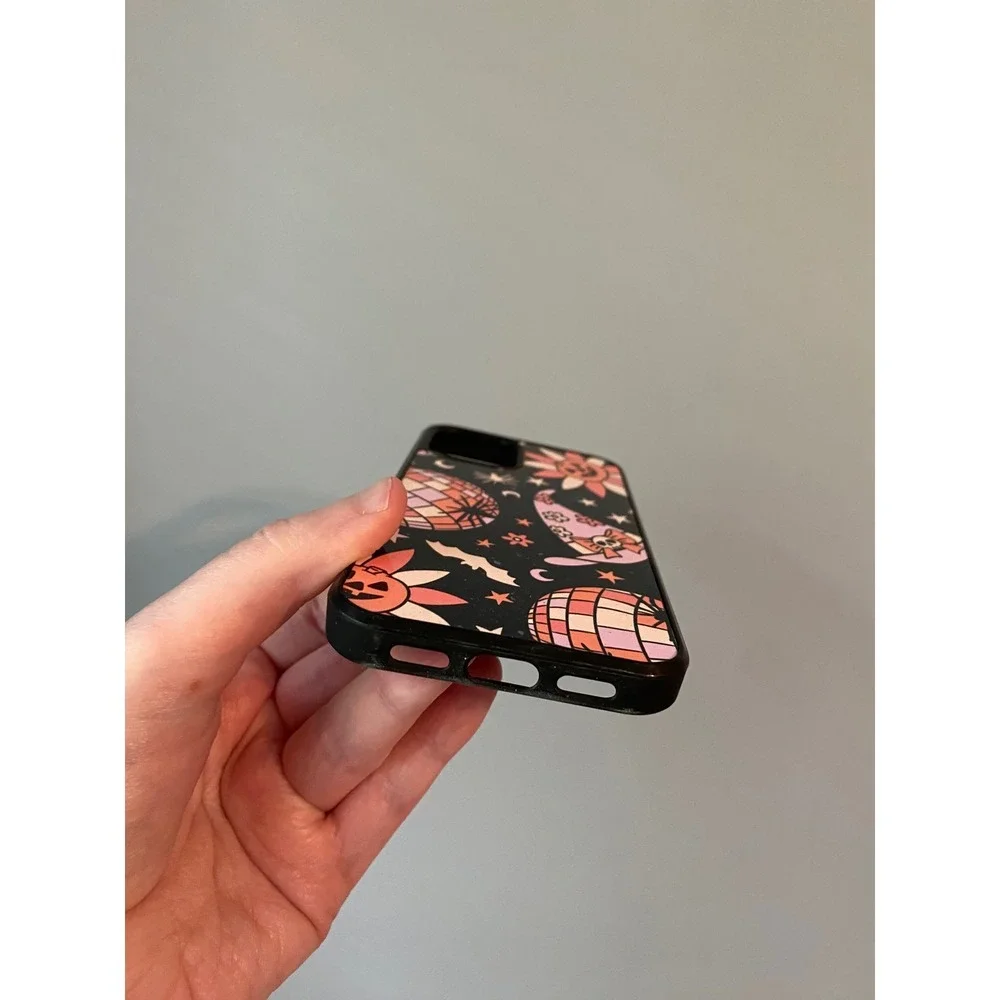 Halloween Disco Ball iPhone 12 Mini Case Black Pink Retro Spooky Witchy Pumpkin